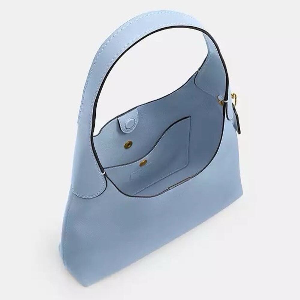 NWT COACH Brooklyn Shoulder Bag 28 Leather Brass/Bluebell - Picture 13 of 13